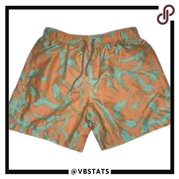 Small Boardies Orange-Teal Swim Trunks - Picture 1 of 5